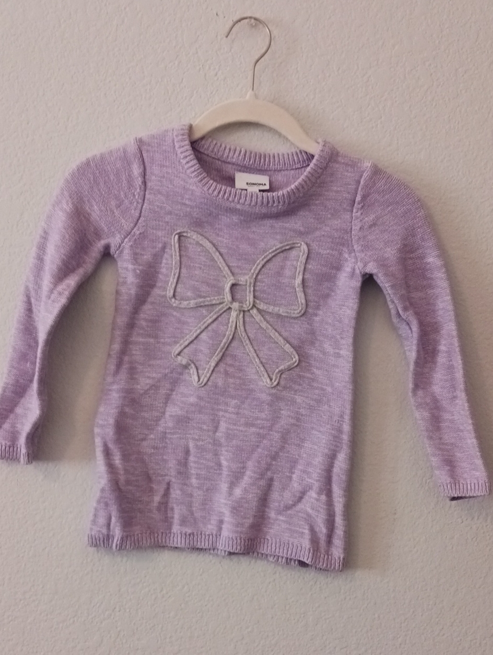 🔴10/$13❗️SALE❗️Sonoma Lavender Knit Sweater with Bow Applique